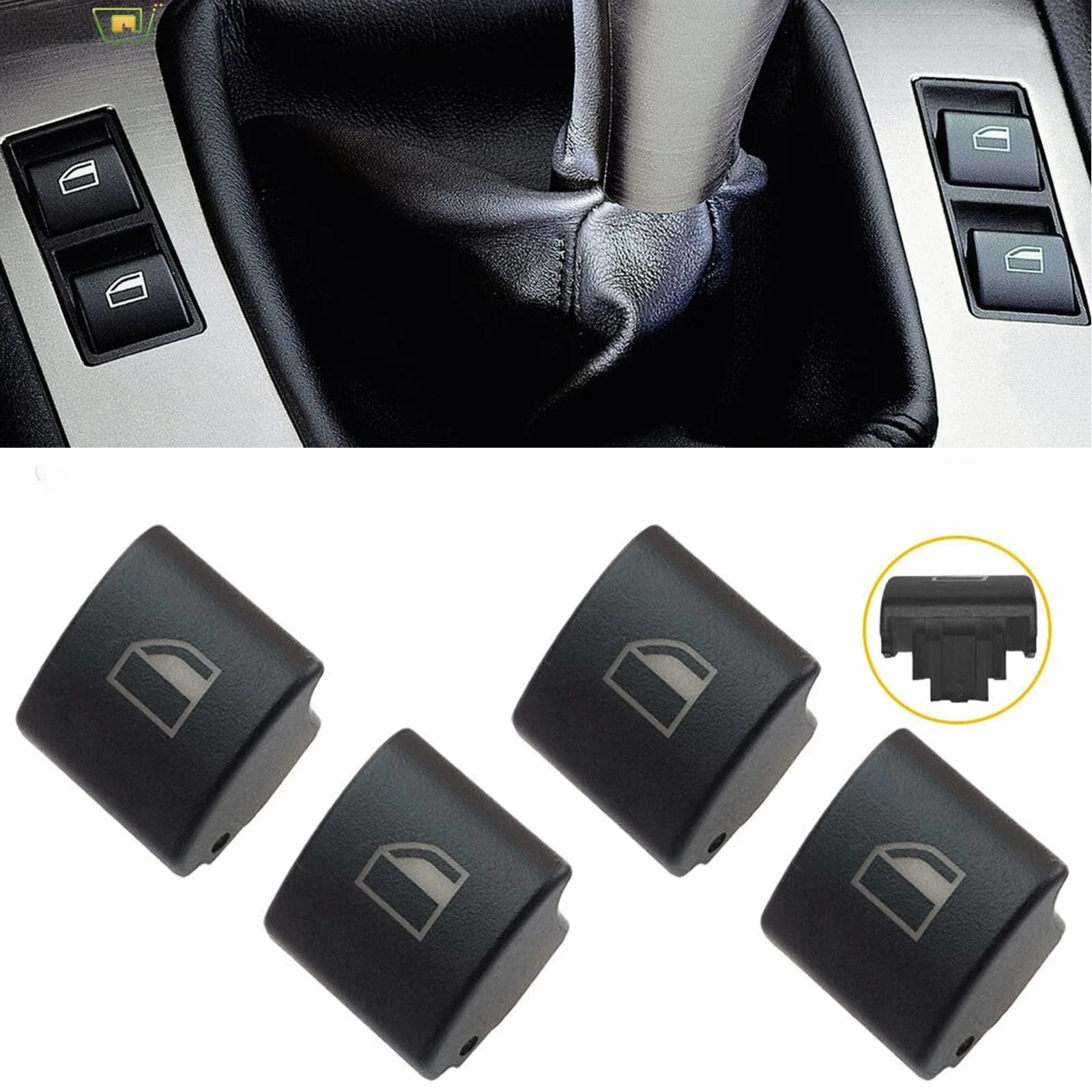 Couvercle de bouton de commutation de fenêtre électrique, accessoires de voiture, 4 pièces, pour BMW 323i 325i 328i 330i 330xi série 3 E46 X5 E53 X3 E83 61316902183