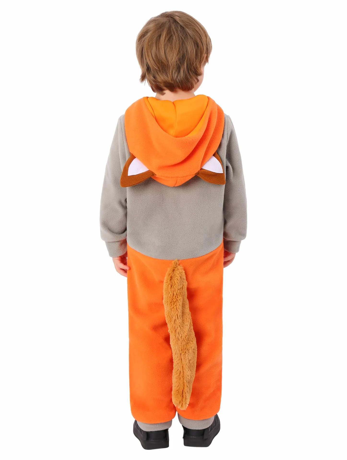 Onesie Fox Jumpsuit for Kids Fancy Dress Costume Halloween Orange Hooded Fleece Cute Forecast Fox Animal Costume