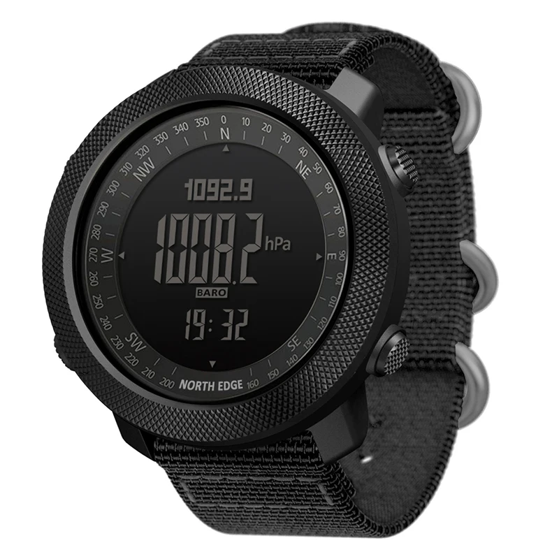 North Edge – montres de sport pour hommes, étanche 50M, montre numérique LED, boussole militaire, baromètre d'altitude