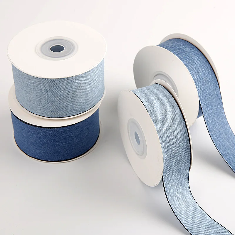 25mm 40mm Korean Cotton Denim Plain Ribbon Tie Cloth Collar Bows Chocker Gift Wrapping Handmade Parts Material Fabric Craft Tape