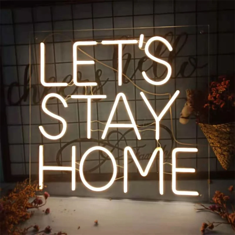 

Let's Stay Home, Home Wall Decoration,Neon light, Neon Sign Bedroom,Living Room Kitchen Decor,Bedroom Art,Gifts for Couple