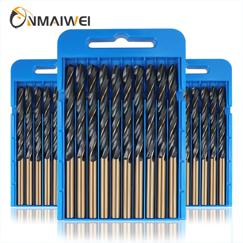 M2 10PCS1-13mm Twist Drill Bits High Strength Hole Drilling Stainless Steel Drill Round Shank Drill Alloy Drill Bit For Metal