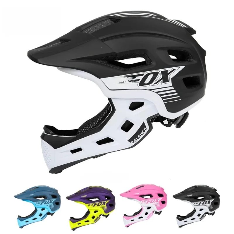AliExpress BATFOX Bike Helmet Kids Full Face Detachable Child Cycling Bicycle Sport Knee Pads Set  safety hat Skateboarding Skating Helmets