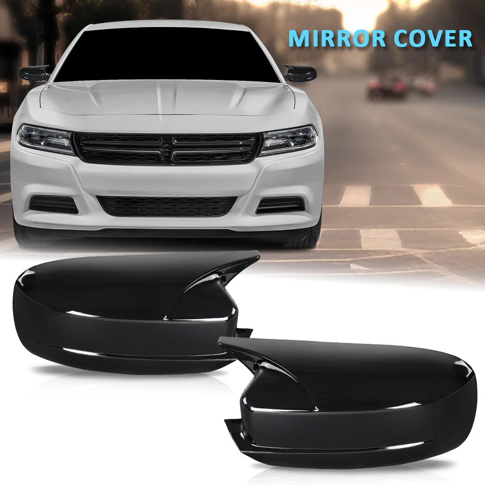 

2 чехла на передние боковые зеркала, черная, подходит для Dodge Charger Srt Horn Style 2015-2023 гг., крышка зеркала из полипропилена, прочная, прочная