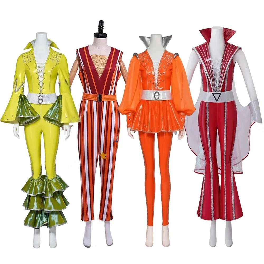 Muzikale Mamma Mia Cosplay Disco Jumpsuit Here We Go Again Kostuum Deluxe dansoutfit voor dames Stage Performance Hippie-jurk - afbeelding 2