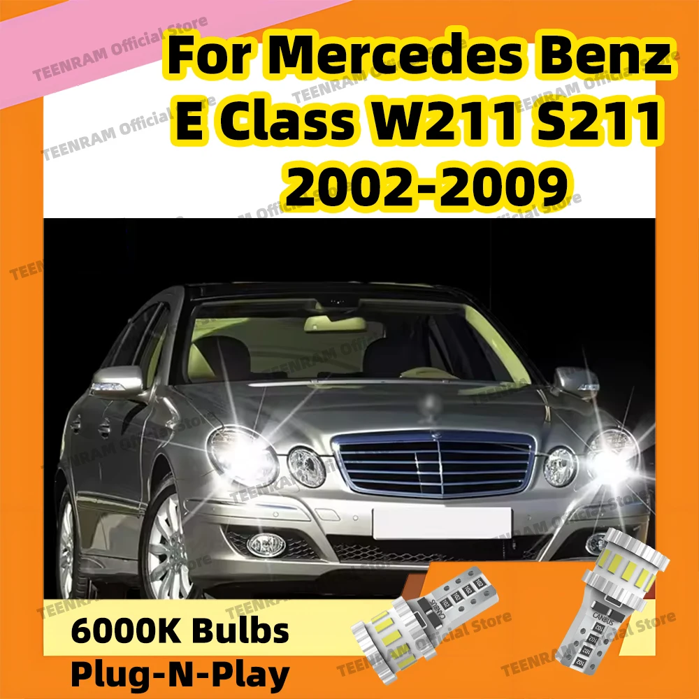 2x Car T10 LED Bulbs 6000K Marker Clearance Lights For Mercedes Benz E Class W211 S211 2002 2003 2004 2005 2006 2007 2008 2009
