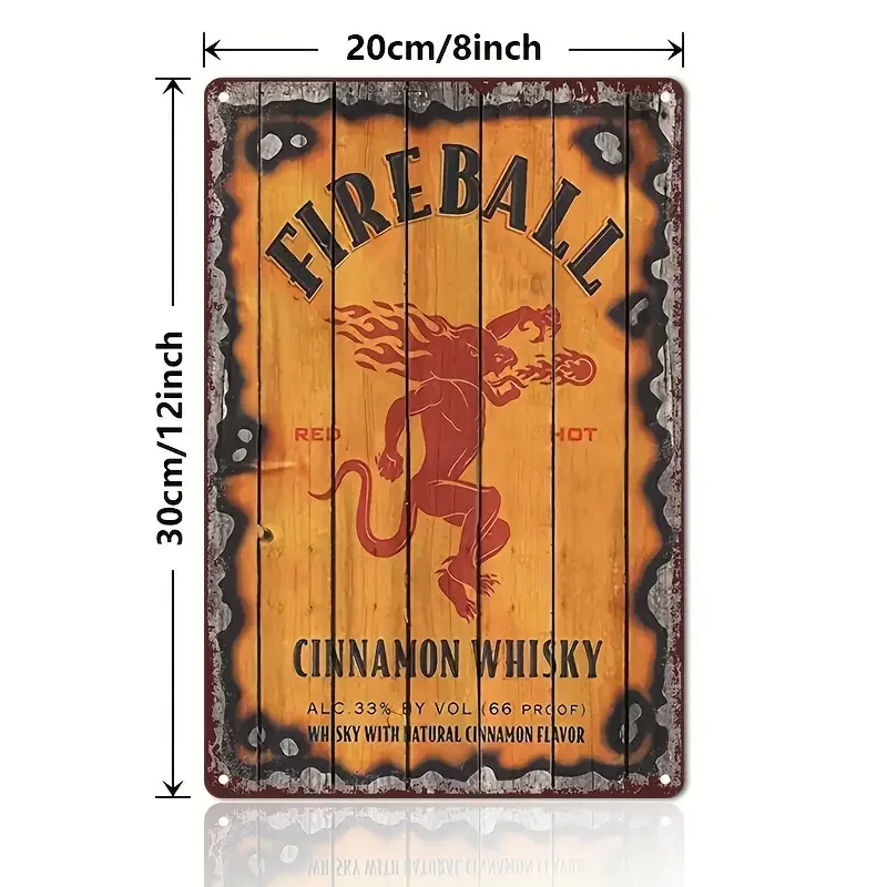 

Жестяная вывеска для виски Fireball Canela, винтажное железное настенное украшение для бара, дома и гаража