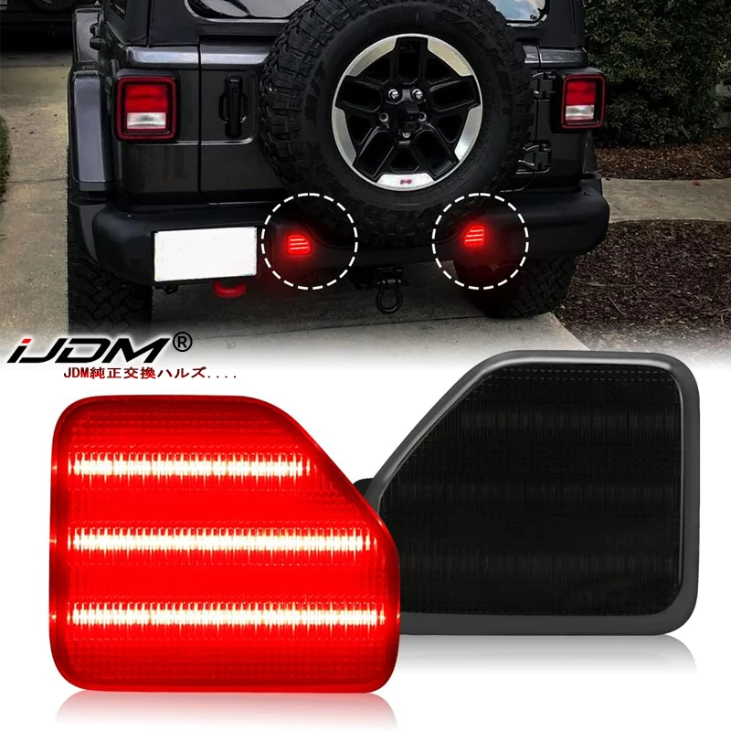 

2pcs For Jeep Wrangler JL car Bumper Reflector Light Function as Tail or Rear fog running light/brake/stop marker lighting Red