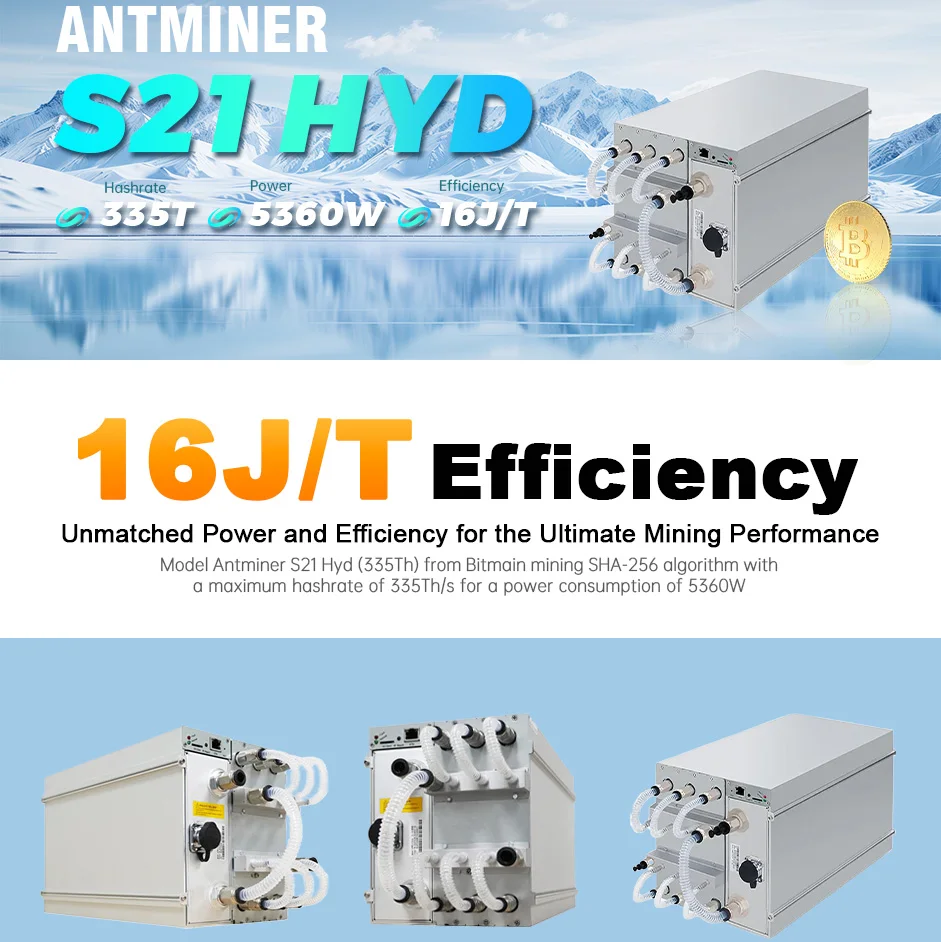 GOBitmain Antminer S21 Hydro 319TH/s Bitcoin Miner | 5800W SHA-256 ASIC BTC BCH BSV Mining Machine | Hydro Cooling Silent In
