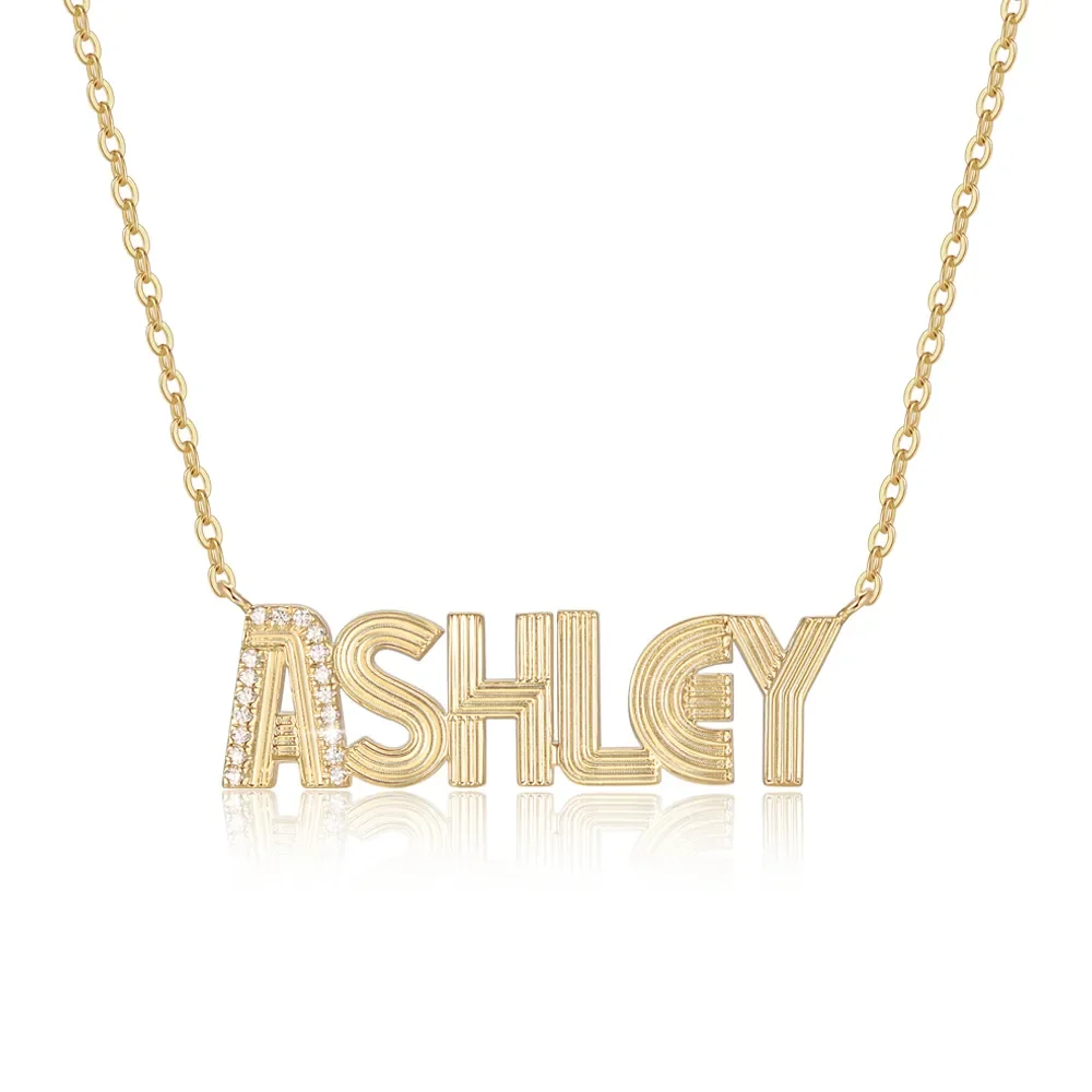 

Personalized Name Necklace Customized Initial Zircon Pendant 18k Gold-plated Birthstone Adjustable Chain Christmas Wedding Love
