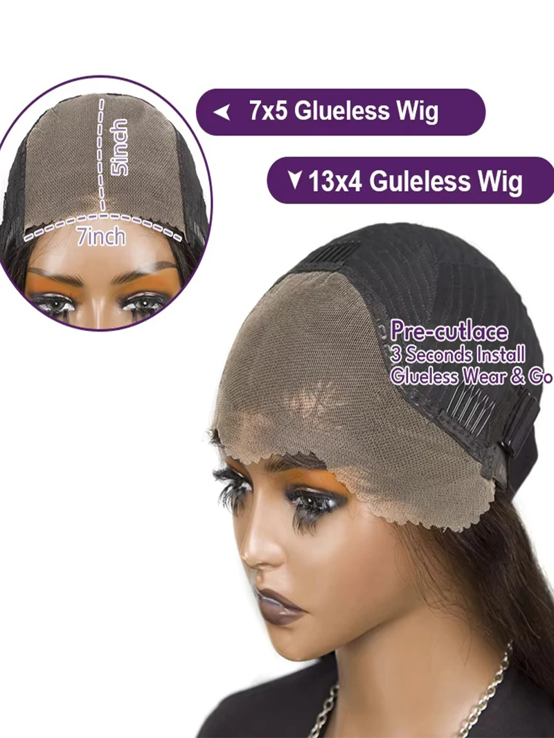 40 Inch 4/27 Curly Ombre Highlight 7x5 Lace Front Curly Glueless Human Hair Wigs 250% Density Deep Wave 13x4 Wigs For Women image 6
