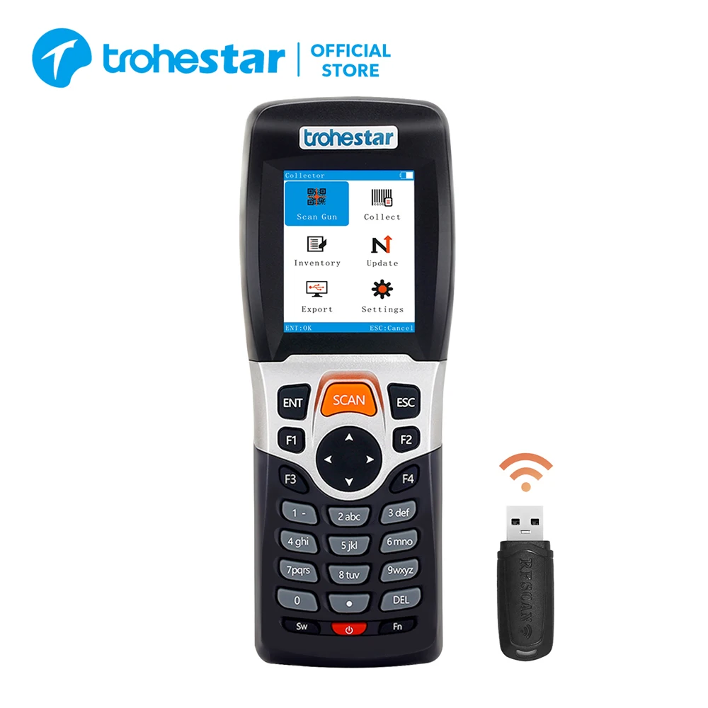 Trohestar Wireless Barcode Scanner 1D Bar Code Reader Portable Handheld Inventory Counter Data Collector PDA Bar Code Scanners