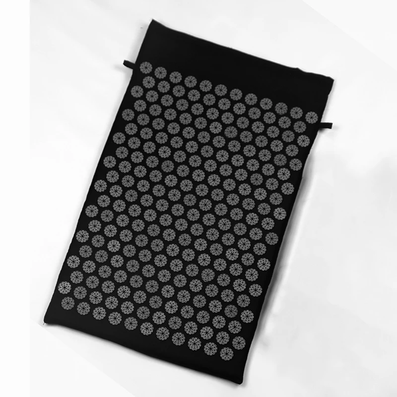 68*42*2cm  Black Acupressure Massage Mat & Pillow Set Free Storage Bag