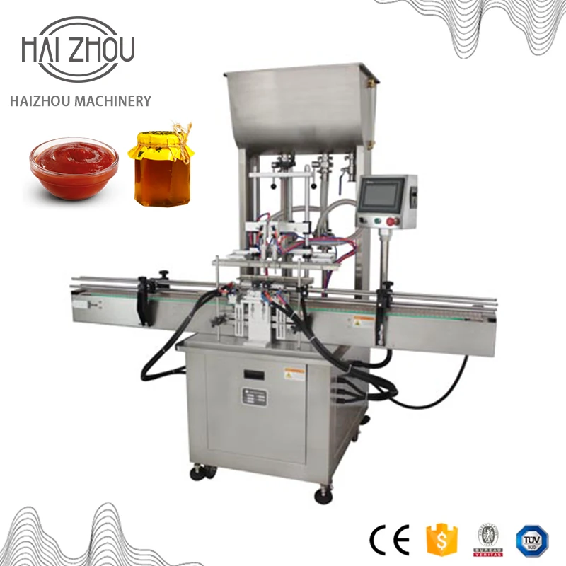 

HAIZHOU Automatic 2 Head Paste Filling Machine Cream Sauce Jam Honey Cosmetic Filler Bottling Equipment HZGG-2D