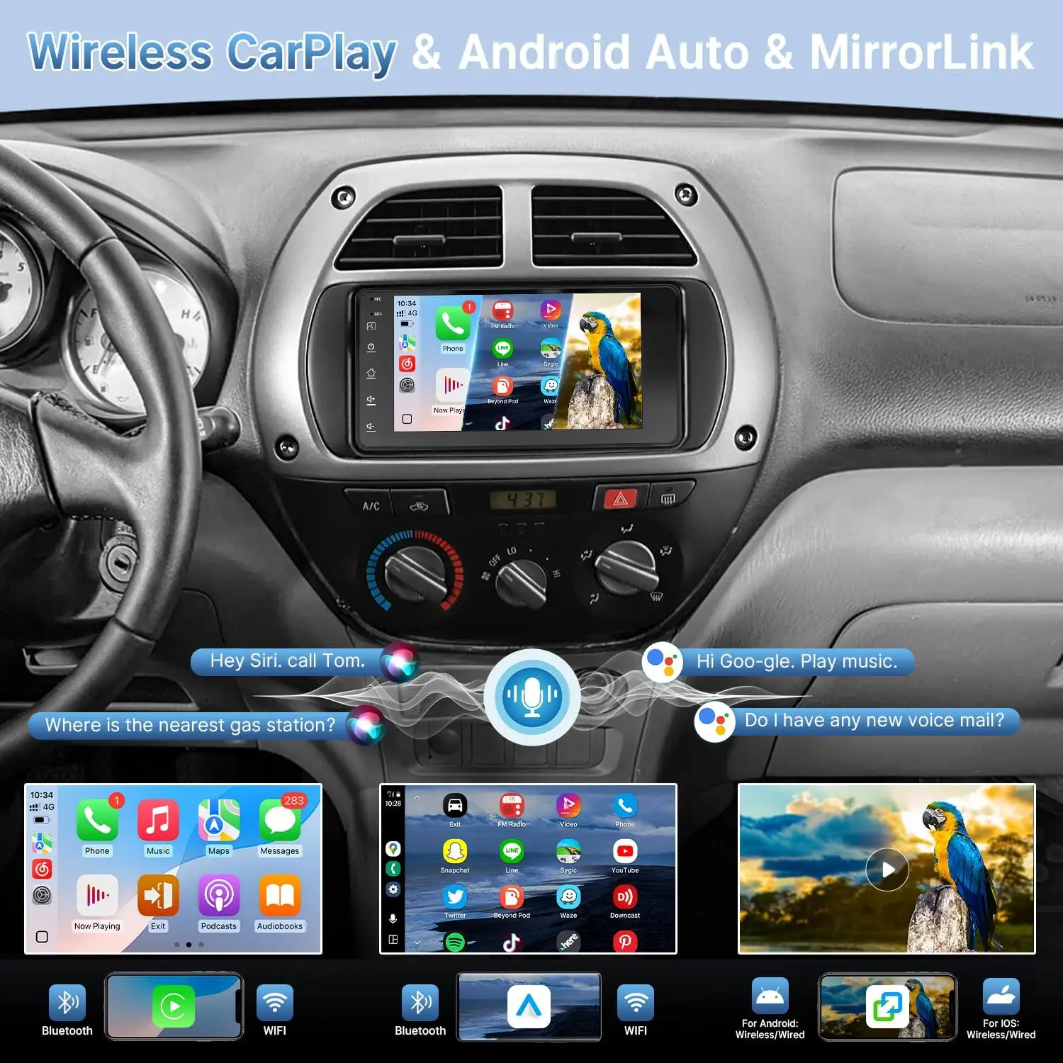 شاشة 7 بوصة مع كاميرا احتياطية GPS بلوتوث لسيارة Toyota RAV4 2001-2005 4Runner 2003-2009 Tundra 2003-2006 ستيريو (بدون J.B.L)
