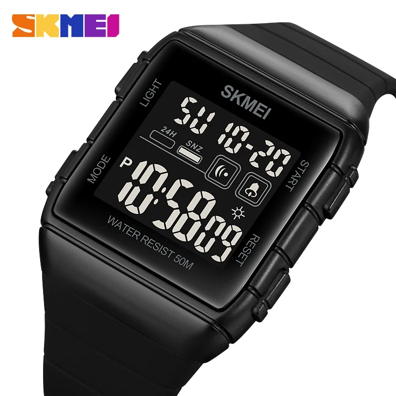 SKMEI Military Countdown Wristwatch Fashion Back Light Digital Display Mens Sport Watches 5Bar Waterproof Alarm Date Week Clock