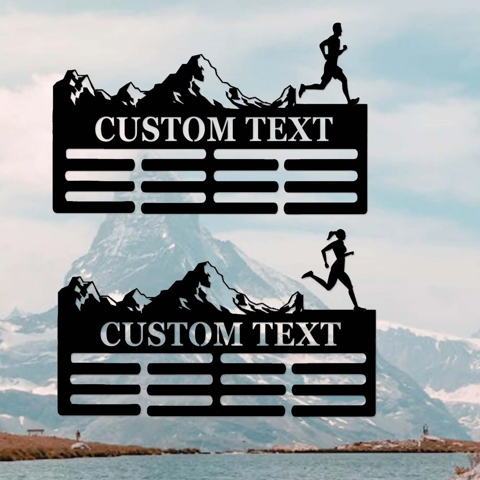 

Personalized Trail Runner Medal Holder,Custom Male Female Runner Name Medal Hanger,12 Rungs for Medals,Mountain Running Medal