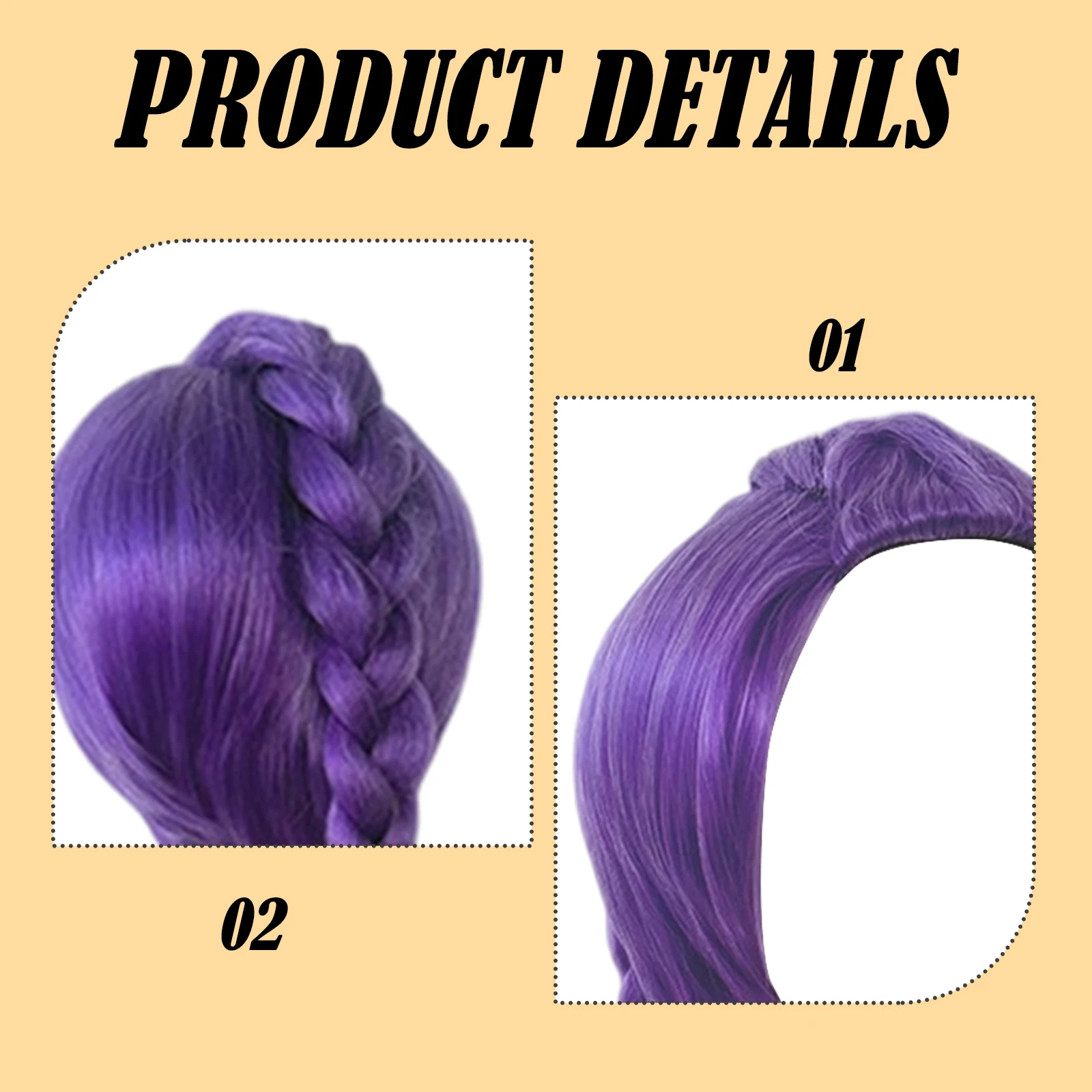 33,5 pollici Kid Anime Kpop Demon Hunters Parrucche Cosplay per Rumi Mira Zoey Parrucche Cosplay Cap Natale Halloween Viola Lunga Treccia Parrucca