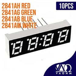 Tubo de pantalla Led, 10 piezas, 2841AH, 2841AB, 2841AG, 2841AW, 0,28 pulgadas, cátodo común, cuatro dígitos, siete segmentos, rojo, azul, verde, blanco