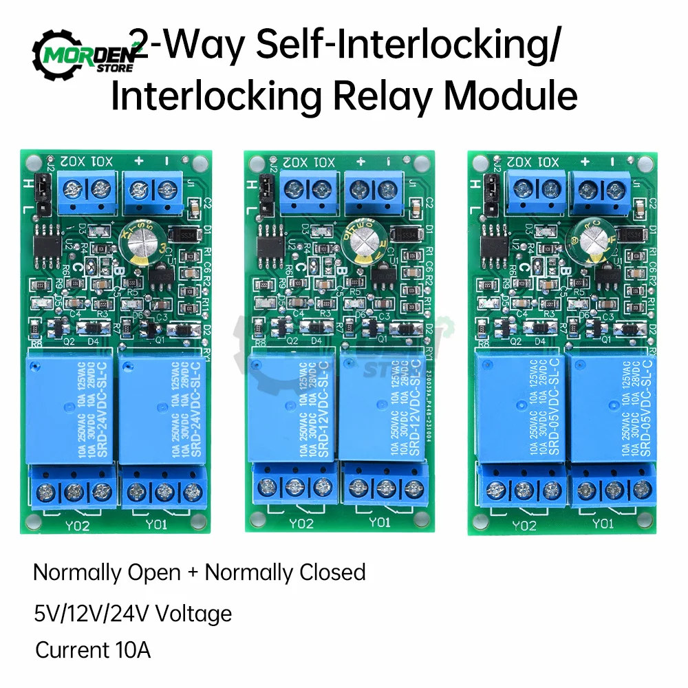 DC5V12V24V 10A Relay Module Self-locking Dual Relays Switch Board Power Supply Accessories