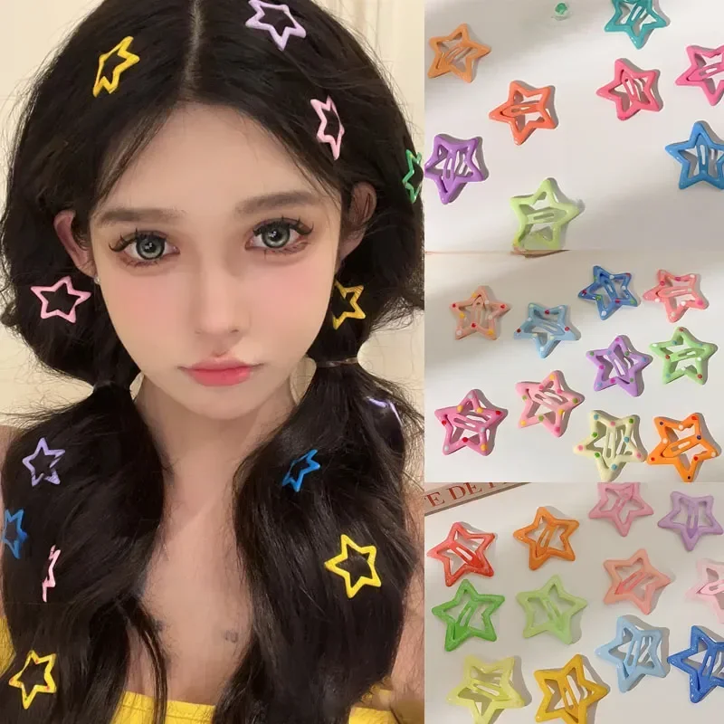 3/10/12szt Kolorowe spinki do włosów BB Y2K Women Grils Cute Star Hairpin Side Barrettes Hair Grip Kids Headwear Hair Accessories — zdjęcie 2