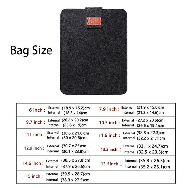 For iPad Surface Macbook Pro Air Go 8 7 6 5 4 Laptop Sleeve Bag Galaxy Tab S9 S8 S7 A8 A7 Tablet Case eReader Kindle Kobo Cover