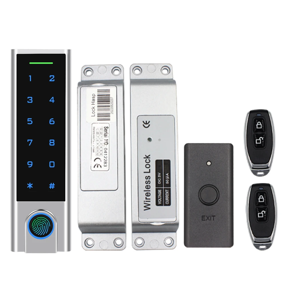 Imagem -06 - Kit Sistema de Controle Acesso Porta sem Fio à Prova Dwireless Água Impressão Digital Teclado Mais Parafuso Bloqueio Botão Saída Interruptor Controle Remoto Rfid Cartão Bloqueio