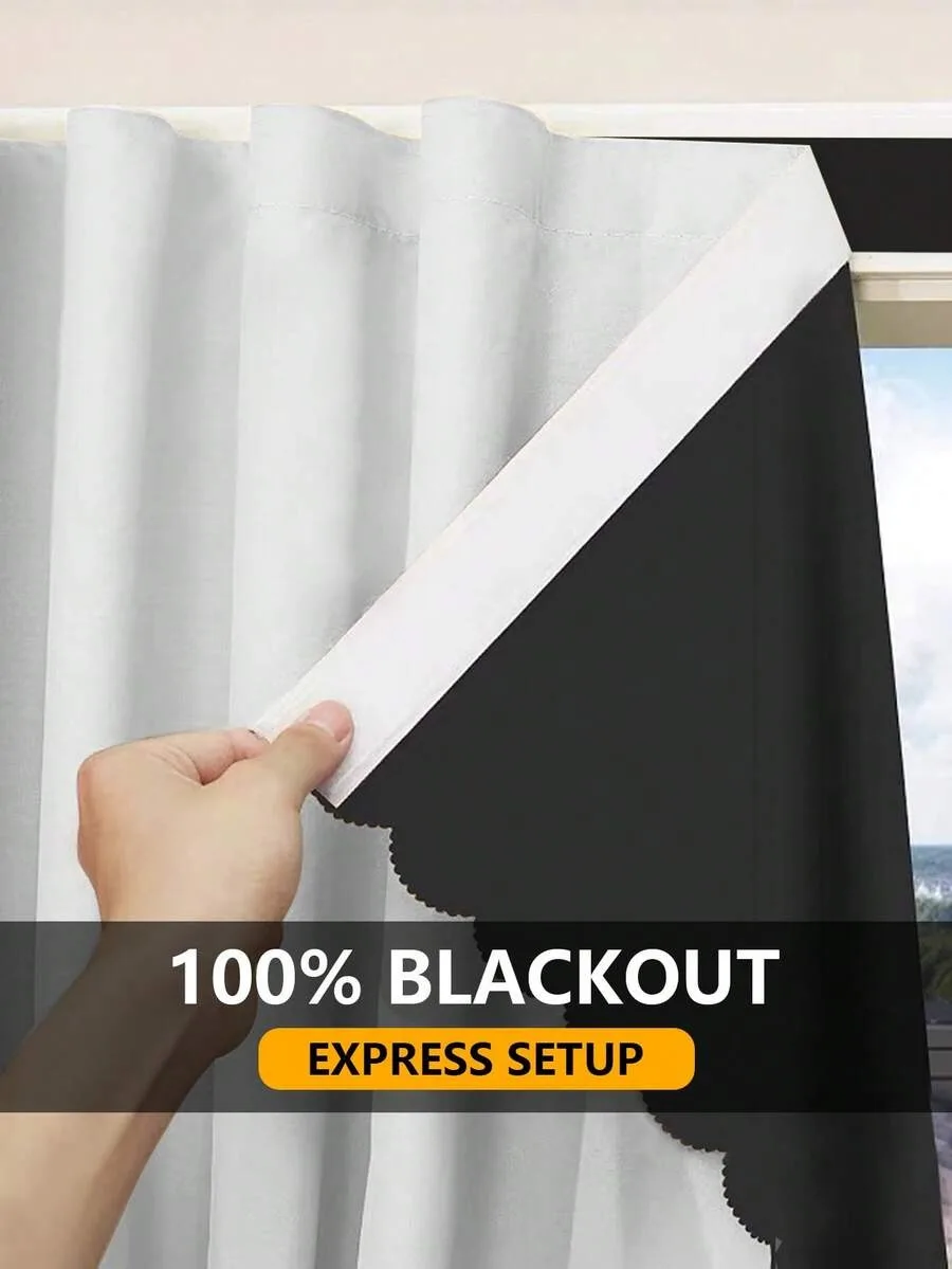 1pc Self-Adhesive Portable 100% Blackout Curtain, No Drilling Suitable For Windows, Doors, Bedrooms, Basements - Heat Insulation