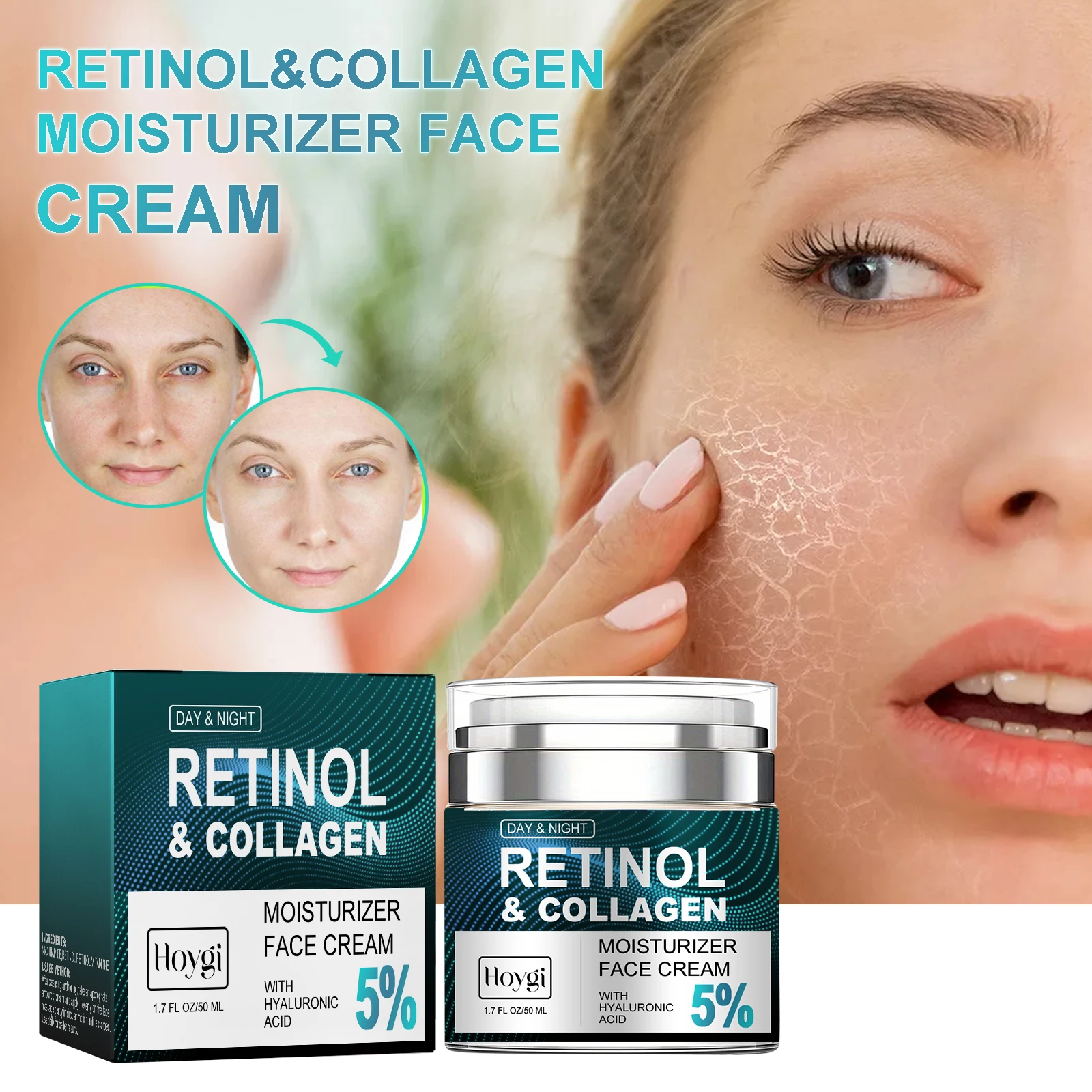 

Hoygi Retinol Face Care Cream Glowing Remove Wrinkles Moisturizing Enhance Smoothness Non-greasy Brightening Skin Face Cream
