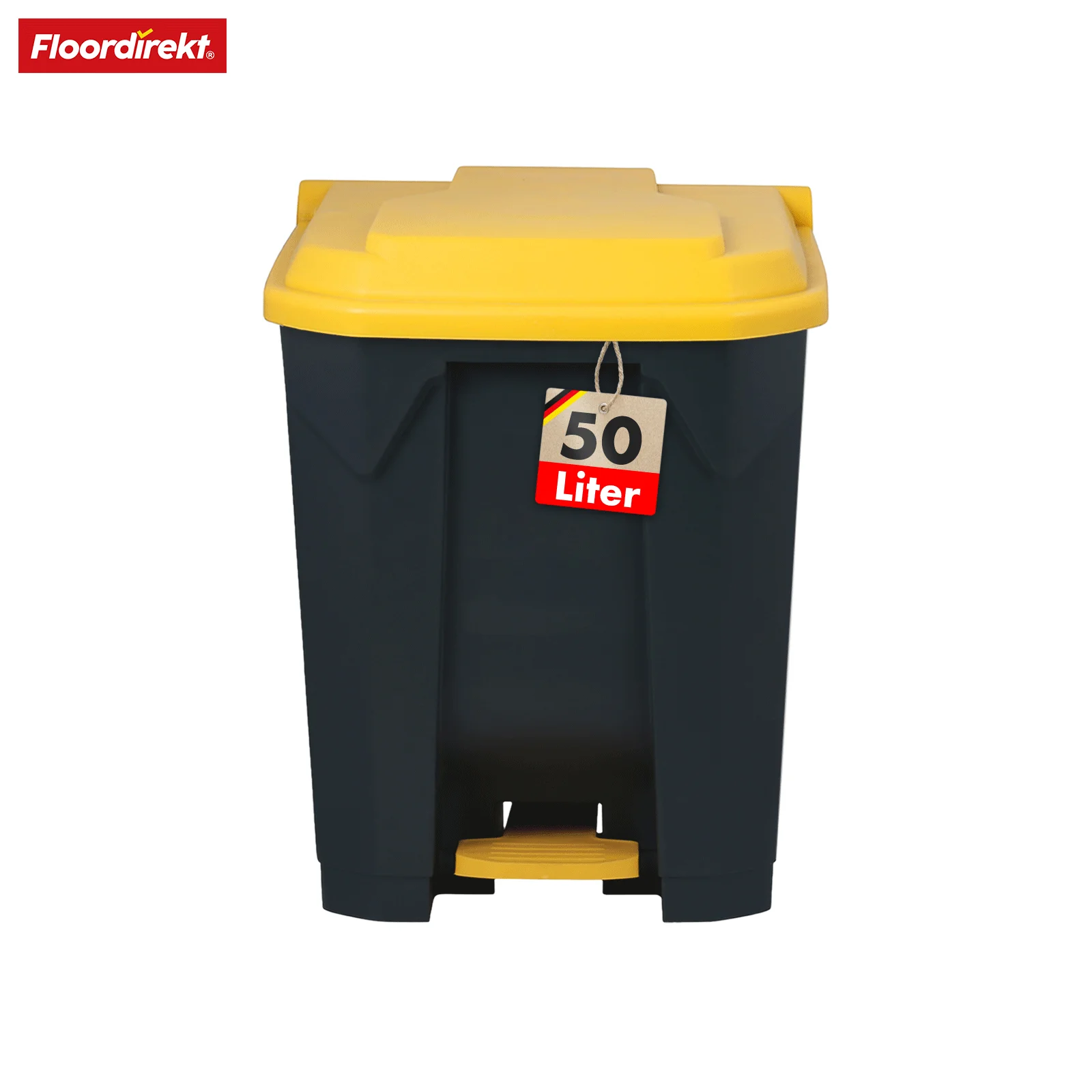 Floordirekt Mülleimer Olaf mit Pedal, Kunststoff Abfalleimer 50L/80L/100L, hygienisch, farbiger Deckel