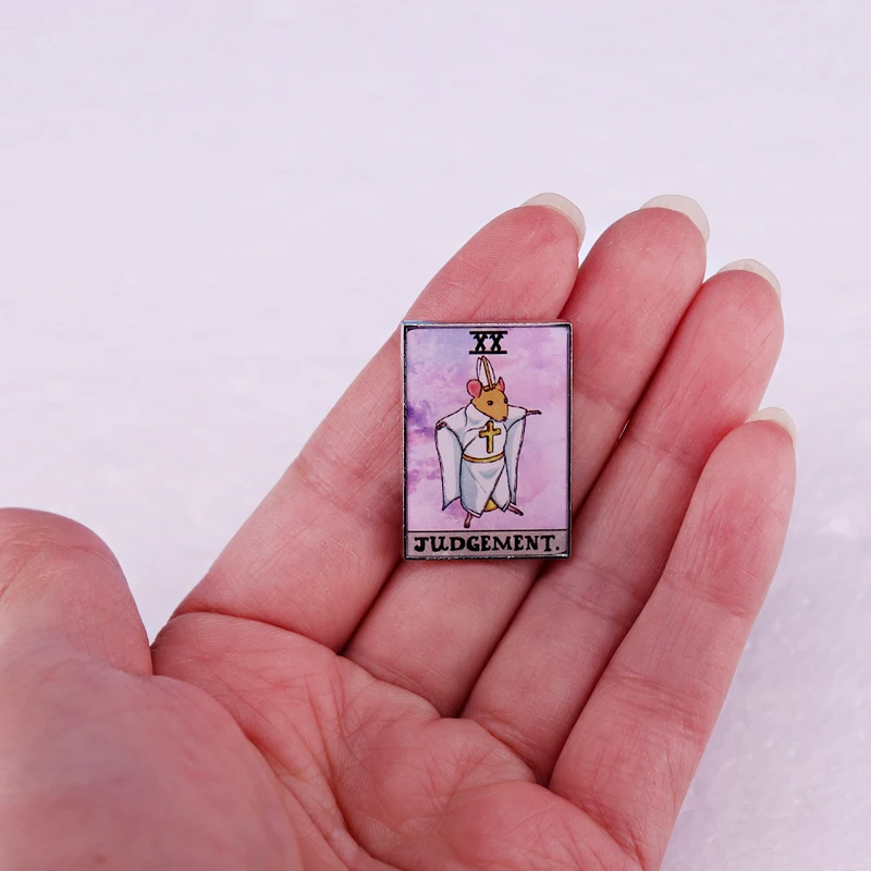 Dorime Rat Judgement Tarot Card Funny Meme Badge Enamel Pins Jewelry Accessories