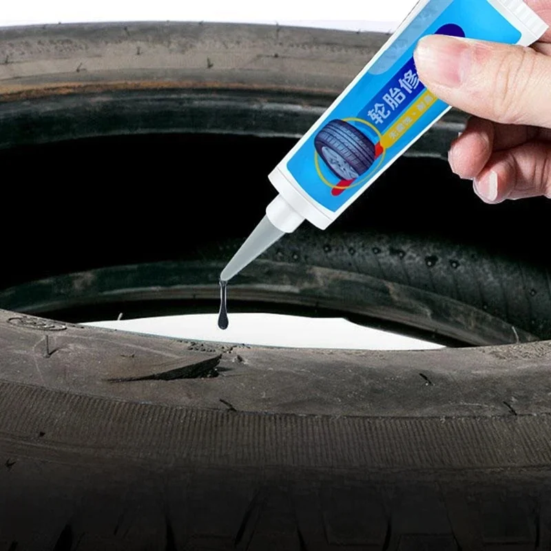 Colle noire liquide pour réparation de pneus, caoutchouc solide, résistant à l'usure, adhésif Non corrosif, liaison instantanée du cuir, 1/2 pièces