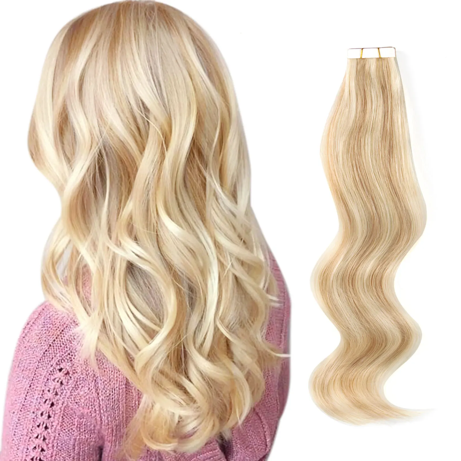 

Sixstarhair 20Pcs Human Hair Extensions Tape in Hair Extensions 50G 14/16/18/20/22Inch Seamless Tape ins Human Hair For Women