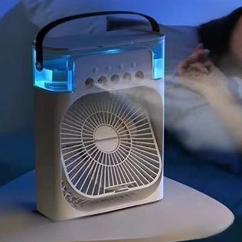 Neuer 3-in-1 tragbarer Ventilator, Klimaanlage, Haushalt, Mini-Luftkühler, LED-Nachtlicht, Luftbefeuchter, Lufteinstellventilator, Büro- und Heimventilator