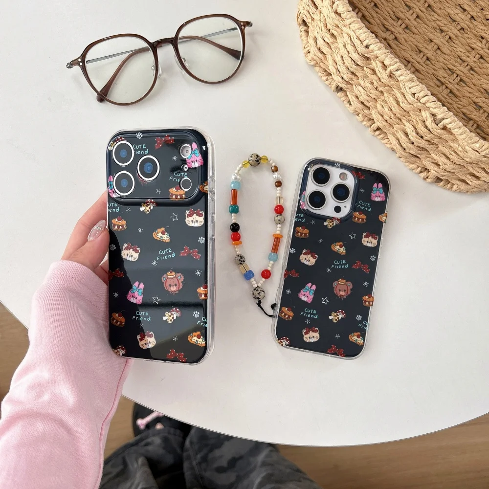 

Retro classic small cake doll animal phone case for iPhone 15/14/16/17 Pro Max Fundans17Pro cute new shockproof protective case