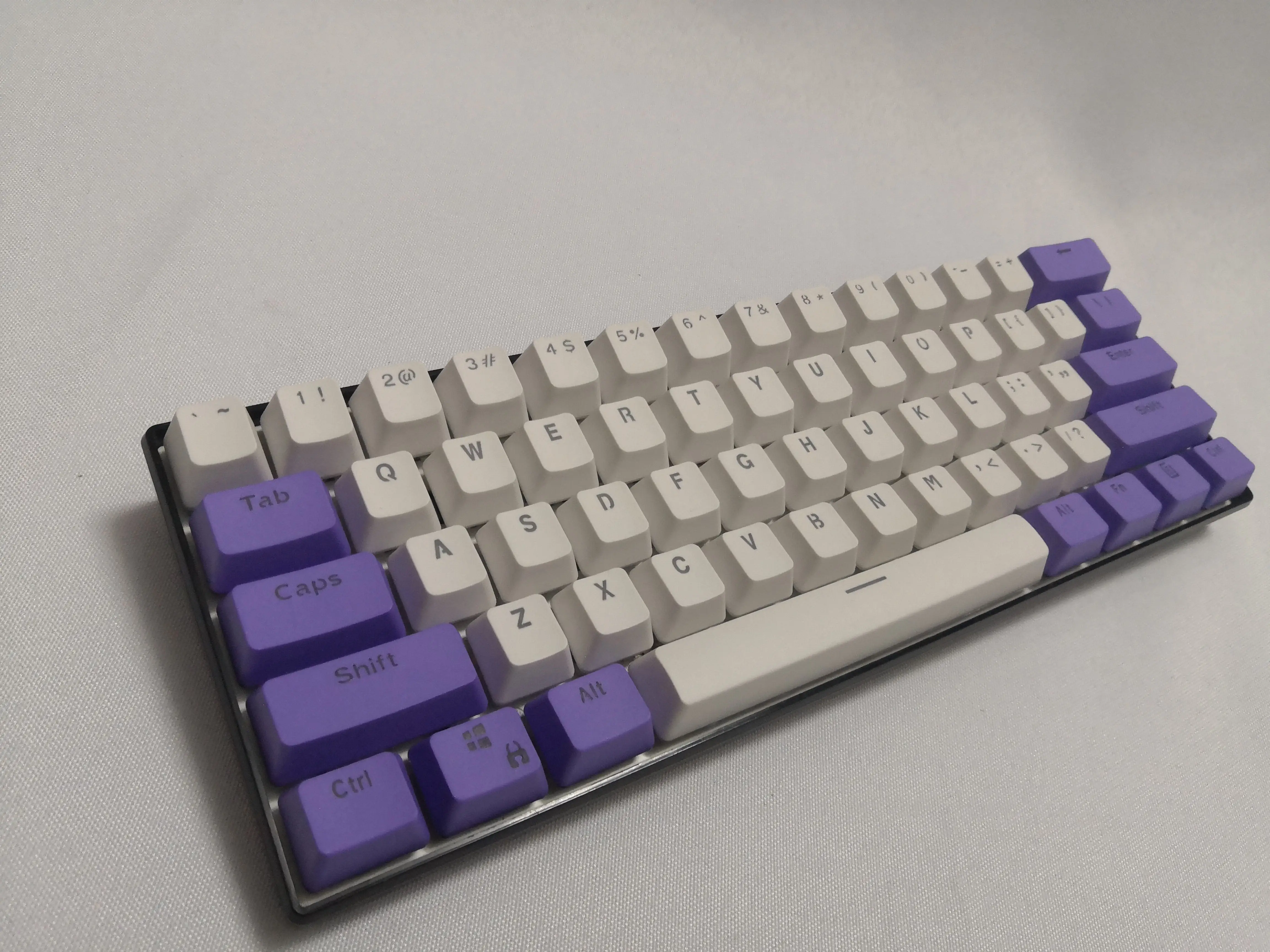 Teclas de Teclado mecánico de dos colores retroiluminados, Material PBT, OEM, Blanco púrpura, RK, 61