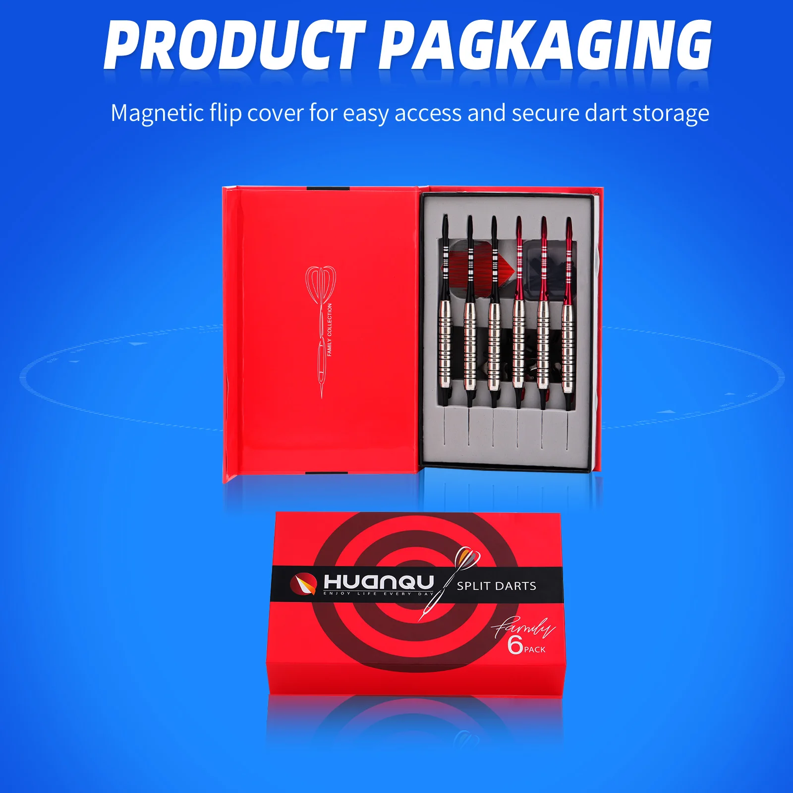 

Huanqu 18g Iron Dart Set, Six-Piece Set, Suitable for Adult Competition and Training, Complete Set of Accessories Including Disassembly Tools + Dart Shafts + Dart Wings + Sharpening Stone, Easter/Father's Day/Christmas/Birthday Gift