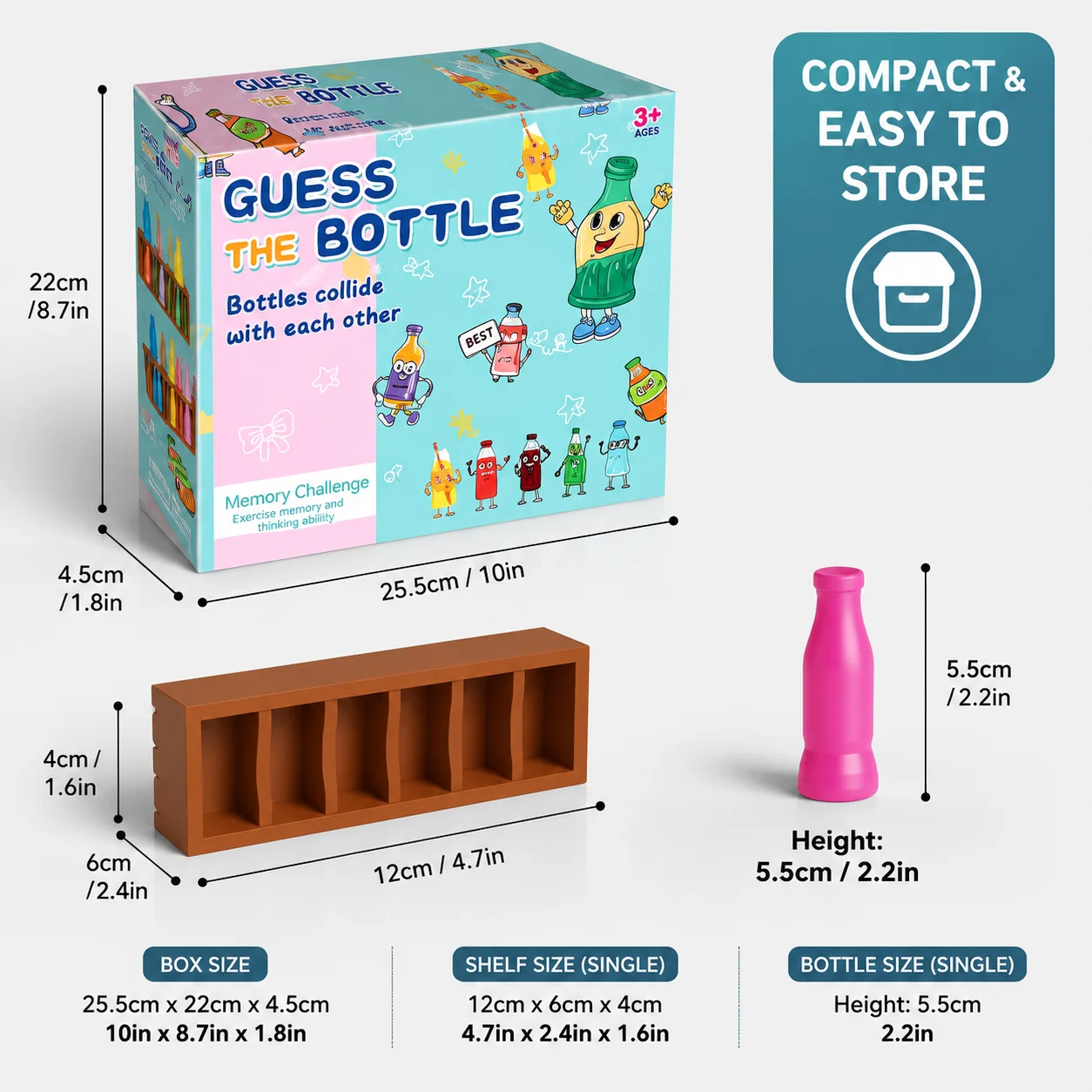Guess the Bottle Memory Game Color Matching Puzzle Kids Logical Early Educational Board Toy Montessori Gift