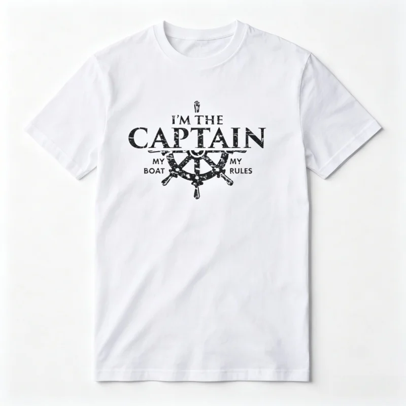Men I'm The Captain Print T Shirt Vintage Graphic Short Sleeve Casual Streetwear Tee Vacation Daily Wear Fashion Athletic Sports