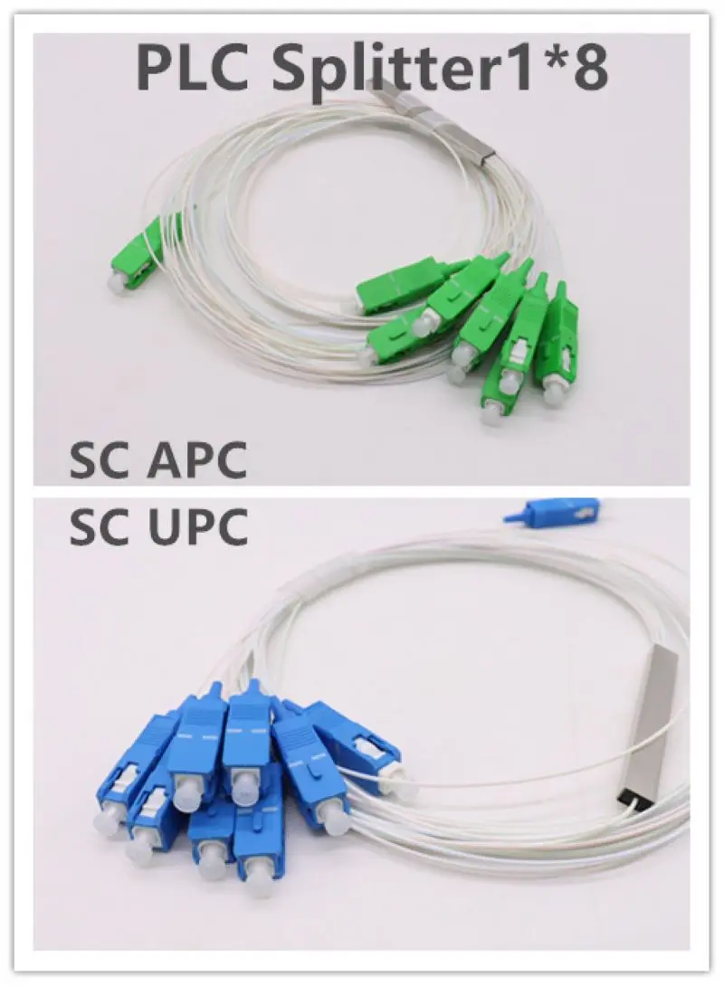 

10PCS Fiber optics PLC Splitter 1x8 SC APC SC UPC ftth Mini steel tube type 0.9mm optical fiber Splitter scapc scupc Connecter