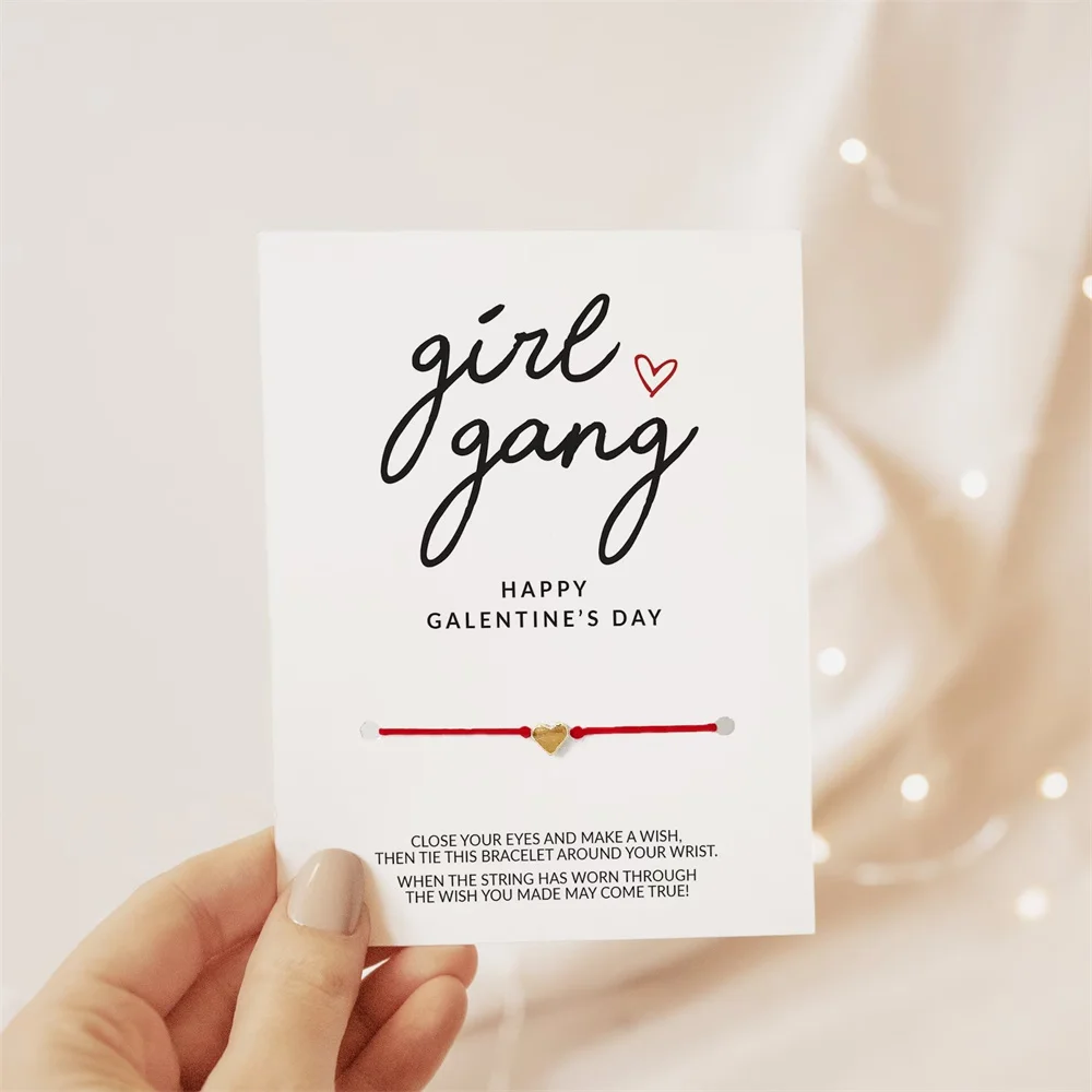 

Girl Gang Make A Wish Bracelet, Galentines Day Gift for Friends, Galentines Day Card, Galentine's Day Party Favors, Galentines