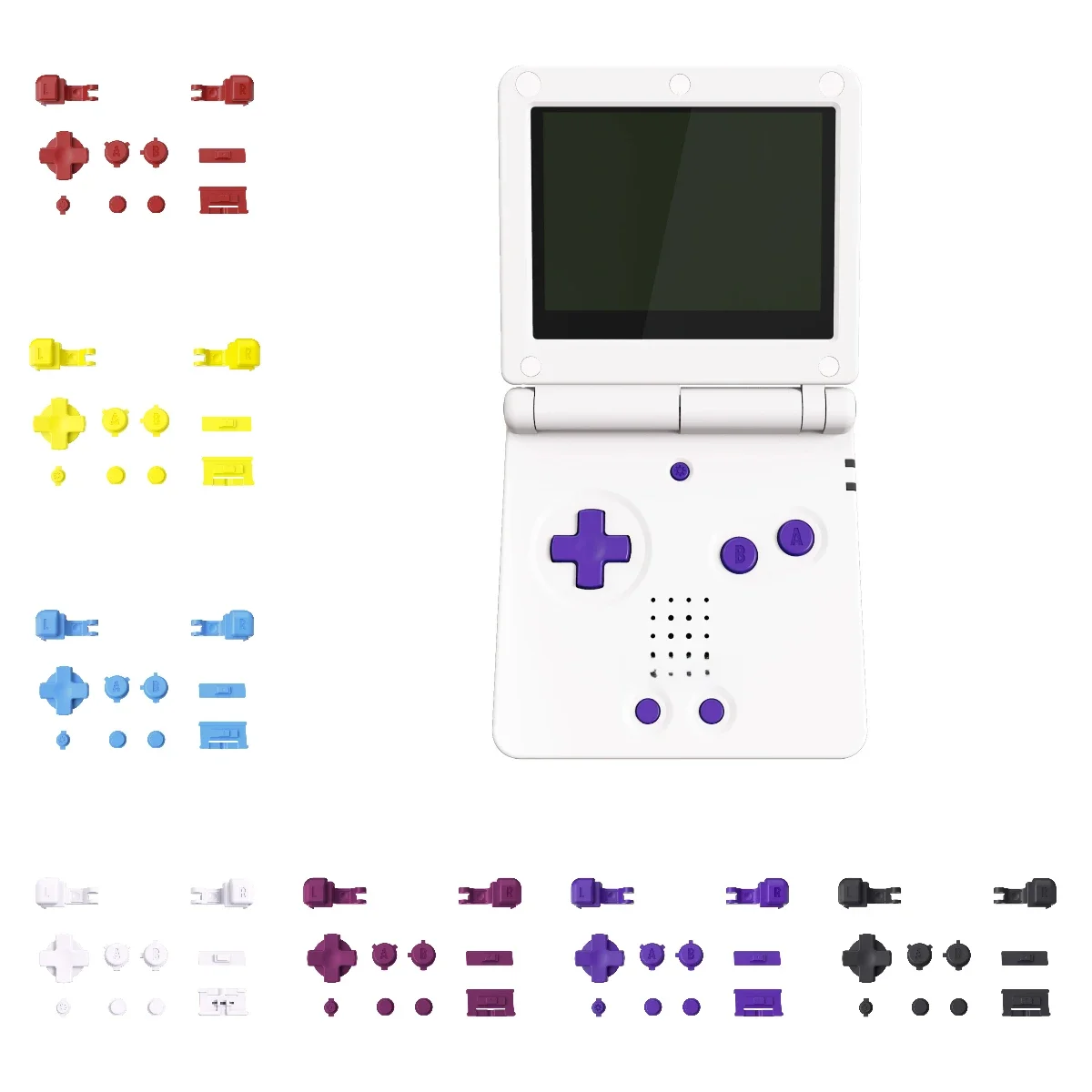 eXtremeRate – jeu complet de boutons pour Gameboy Advance SP, bouton A B L R, bouton marche/arrêt du Volume, clé d-pad pour Console GBA SP