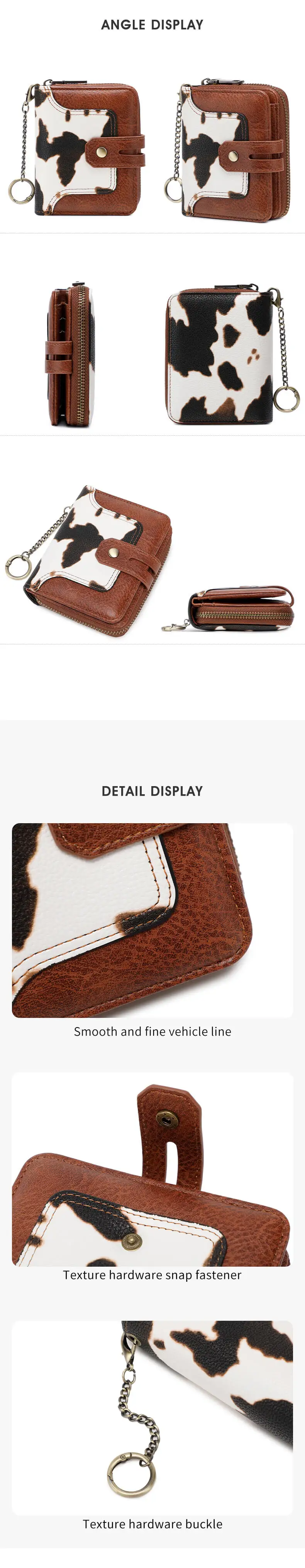 Damen RFID-Diebstahlschutz Retro-Mode Kurze Geldbörse Multifunktionale Tragbare Reißverschluss-Geldbörse mit Schlüsselanhänger und Mehreren Kartenfächern – Detail 7