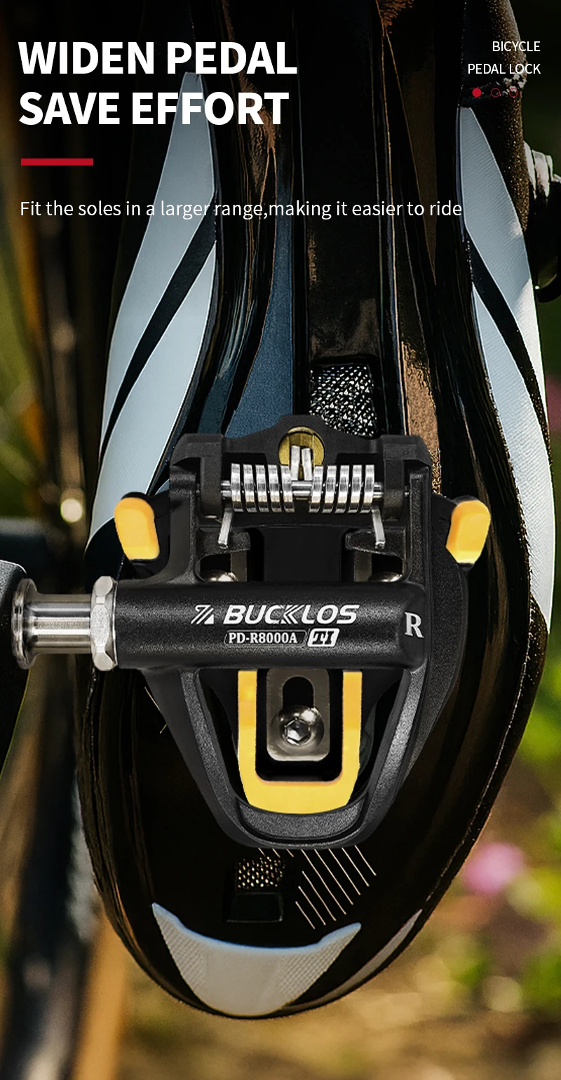 BUCKLOS Titan Spindel PD-R8000 Pedal für SPD-SL Aluminium Fahrrad Klickpedal Ultraleichtes Rennradpedal mit Klampe – Detail 5
