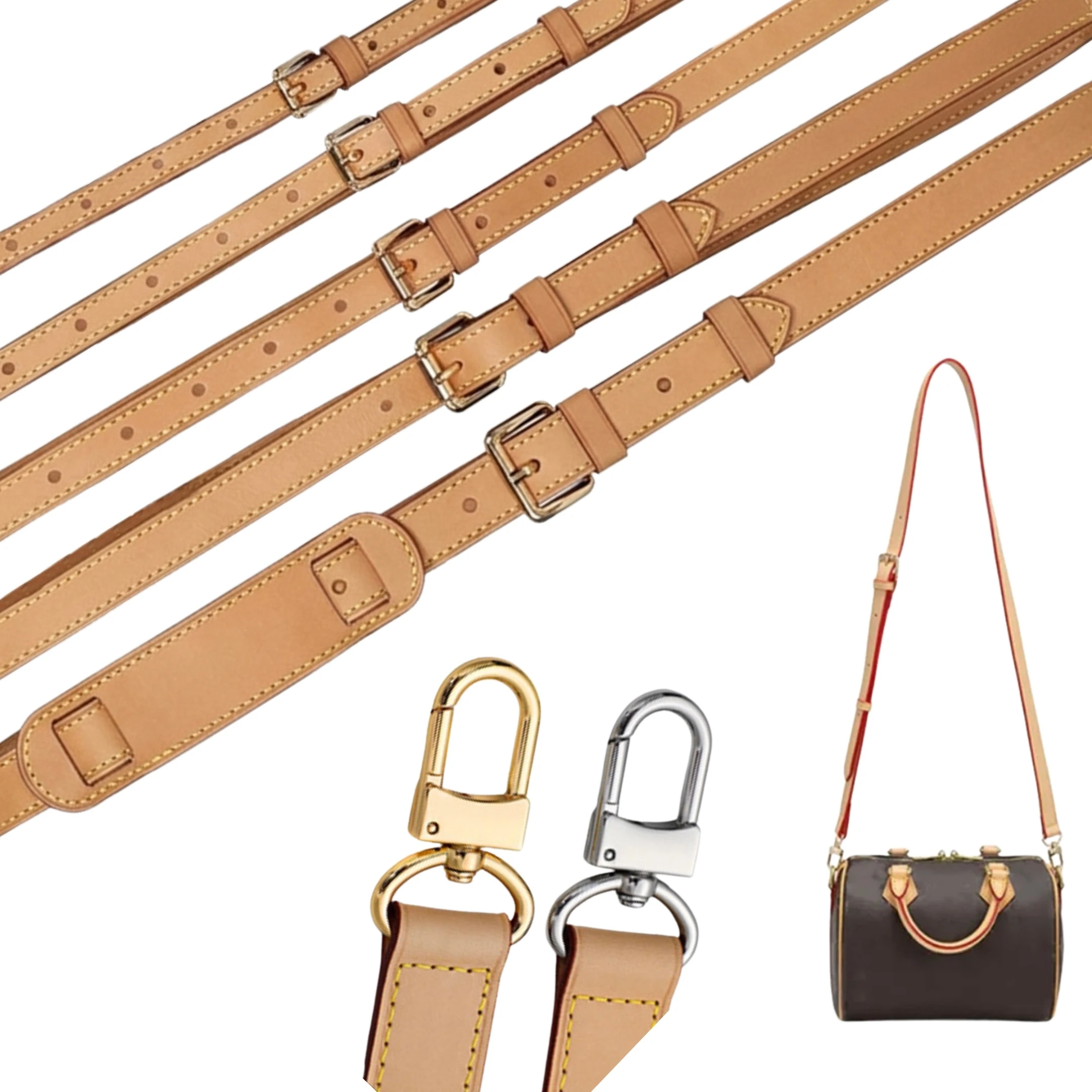 Top Grain Genuine Leather Crossbody Shoulder Bag Strap Vachetta Patine Handbag Accents for Women