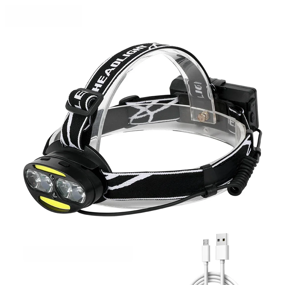 Cyclezone Indukcyjna latarka czołowa LED T6 COB 7 trybów Latarka do nocnego wędkowania na świeżym powietrzu Camping Latarka czołowa z ładowaniem USB — 2