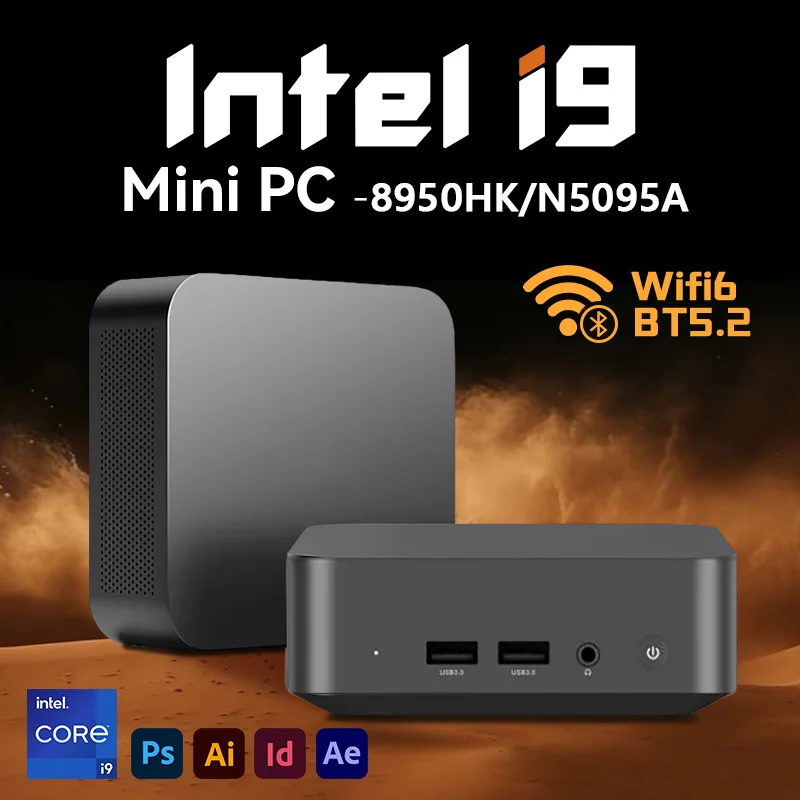 

Игровой ПК Настольный 16 ГБ RAM1 ТБ 2 ТБ SSD Мини-ПК Windows 11 Мини-компьютер Портативный мини-ПК Intel Core i9 8950HK 1000M Ethernet