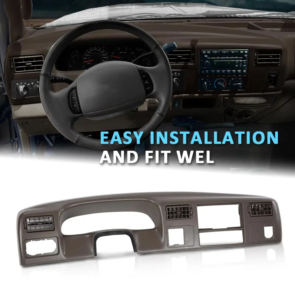 

Передняя панель приборного радиоприемника автомобиля с отверстием, подходит для Ford F250 F350 1999-2004 гг., пластиковая матовая коричневая приборная панель, прочная, долговечная