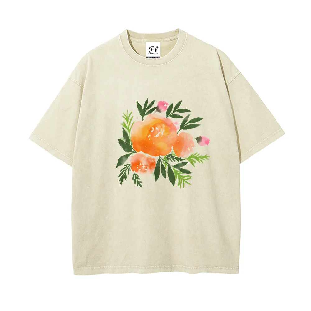 

Casual Cotton Comfortable Top Tshirt Womens Vintage With Flower Graphic Oversized Streetwear Retro Style Fashion Fit Outings