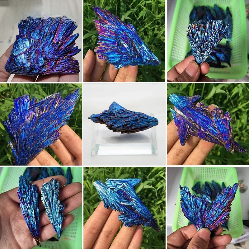 Tourmaline noire naturelle, Quartz galvanisé, revêtement en titane, cristal minéral, décor de salle, plumes de paon, roches de guérison